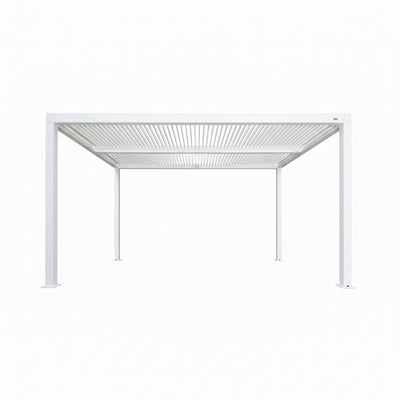 Louvered Pergola Modern White Pergola with Adjustable Roof for Deck Backyard Garden