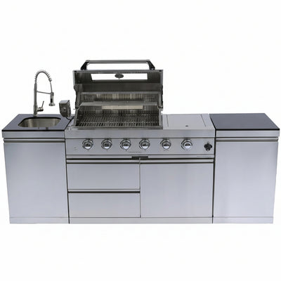 85" 4-Burner Gas Grill Island W/Sink & Granite