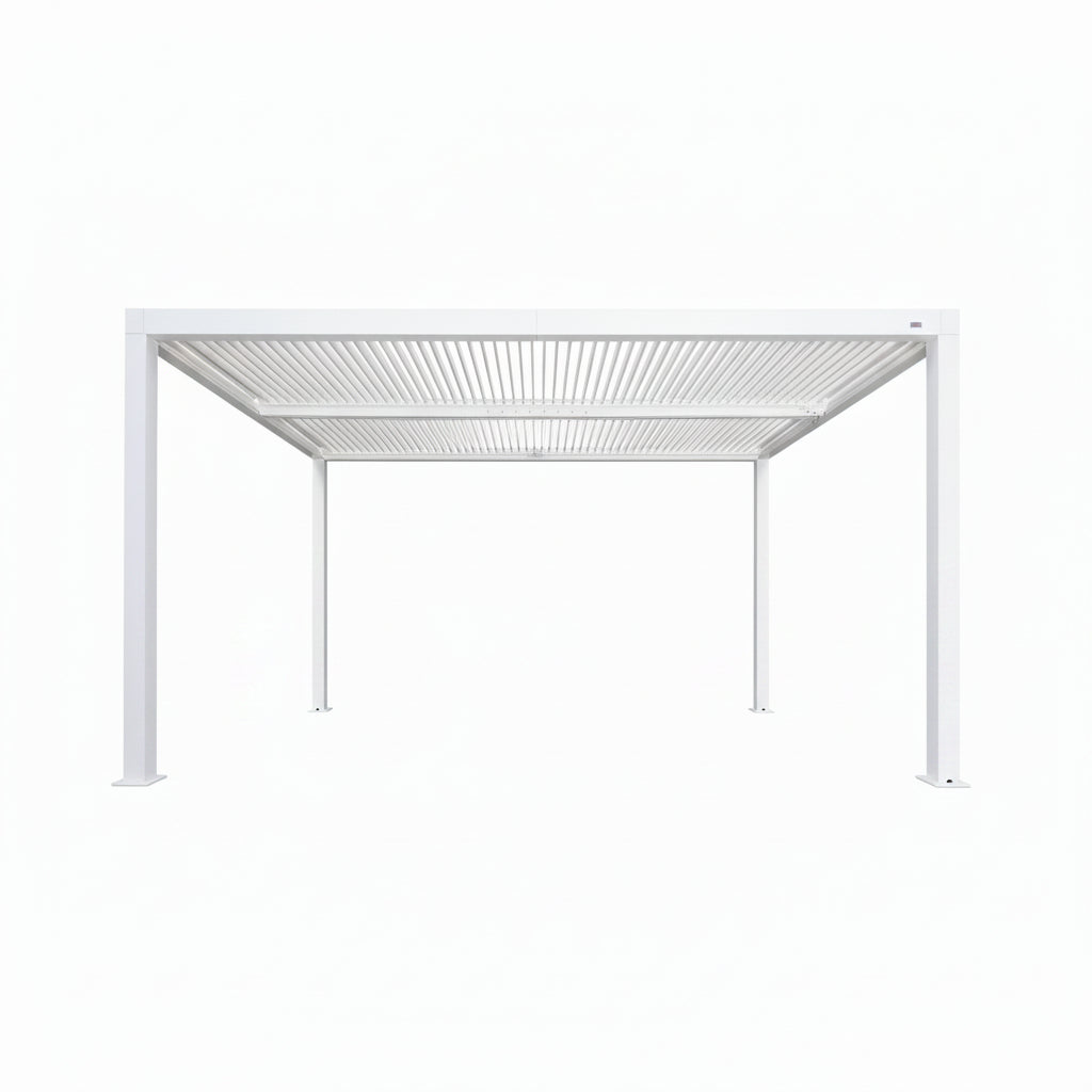Louvered Pergola Modern White Pergola with Adjustable Roof for Deck Backyard Garden