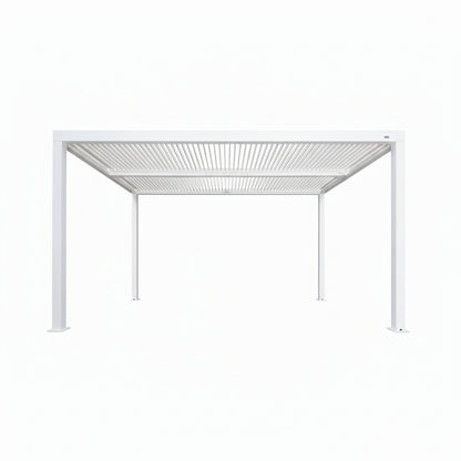 Louvered Pergola Modern White Pergola with Adjustable Roof for Deck Backyard Garden