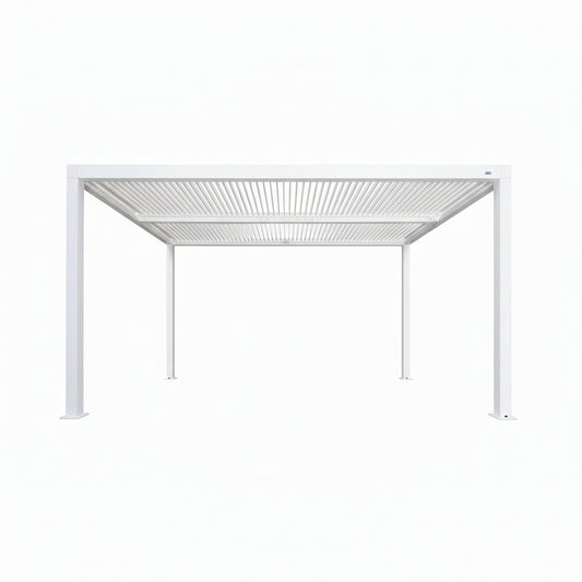 Louvered Pergola Modern White Pergola with Adjustable Roof for Deck Backyard Garden