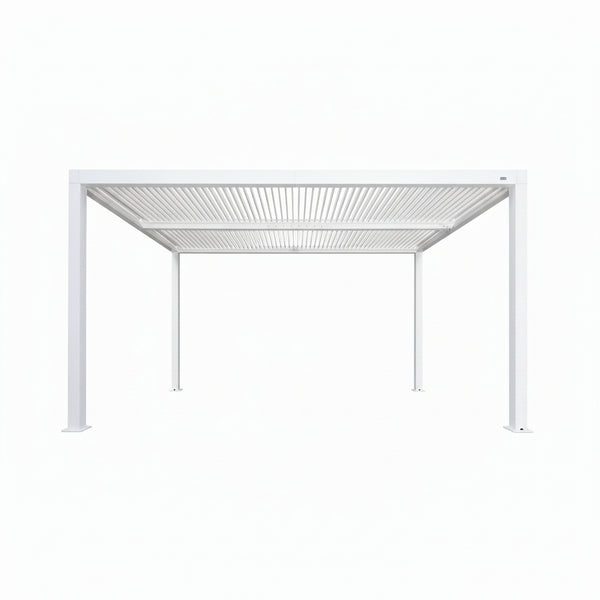 Louvered Pergola Modern White Pergola with Adjustable Roof for Deck Backyard Garden