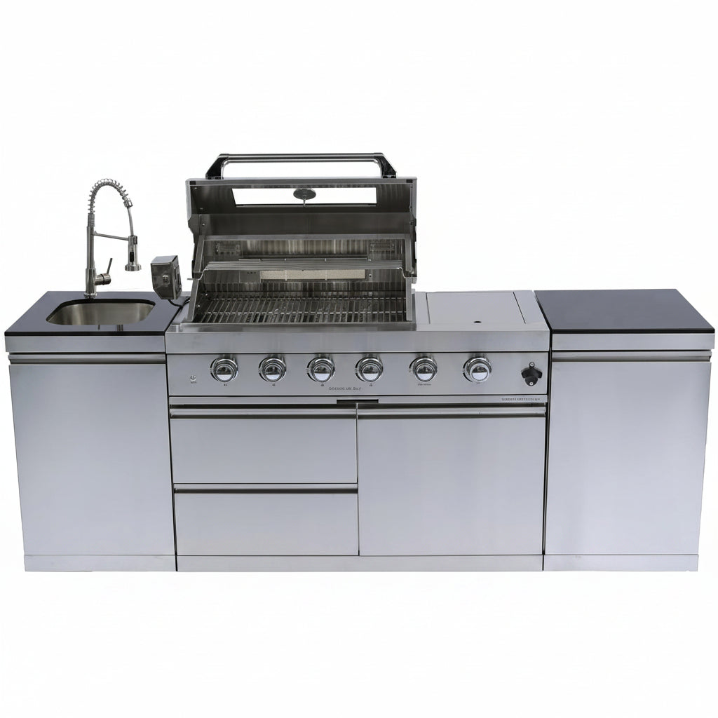 85" 4-Burner Gas Grill Island W/Sink & Granite